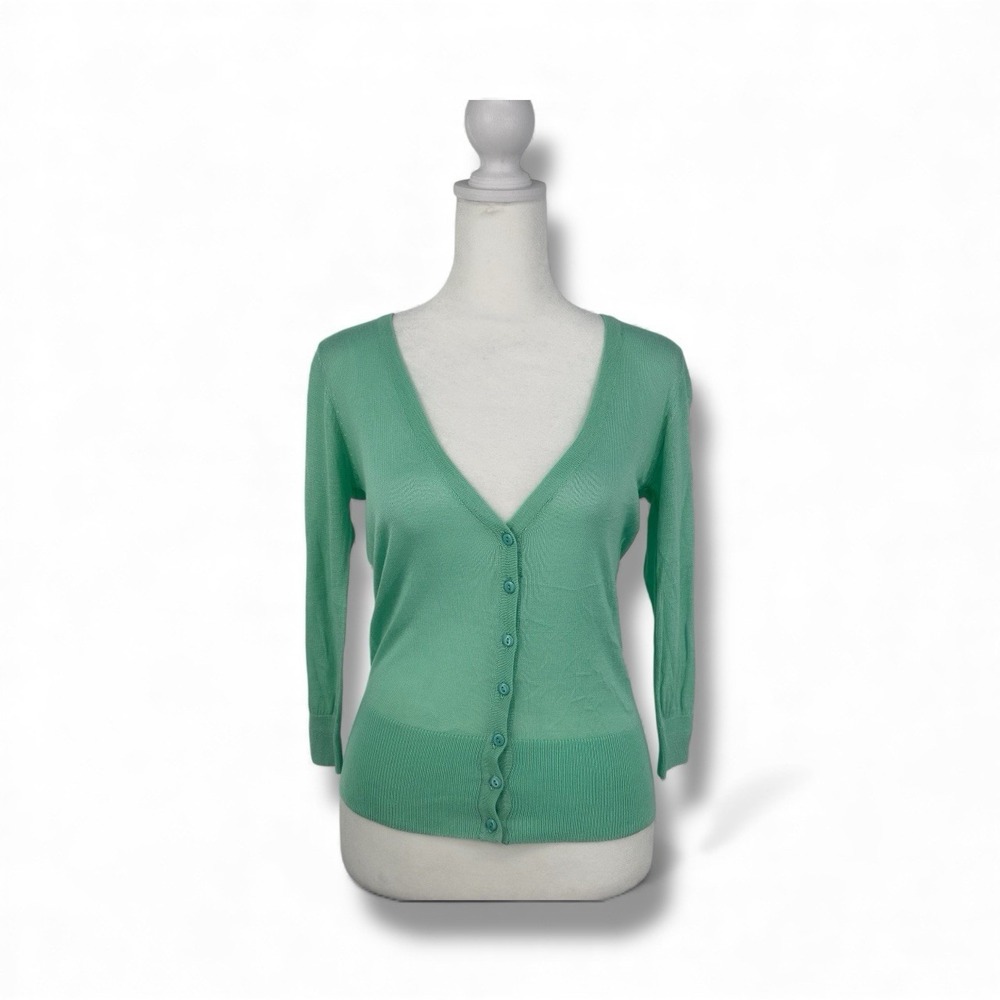 EDC Women's Mint Green Cardigan M V-Neck Button Soft Girl Pastel Knit Slimming